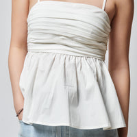 Cotton Ruched Top + White - Little Puffy