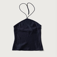 Satin Halter Top + Navy - Little Puffy