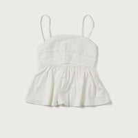 Cotton Ruched Top + White - Little Puffy