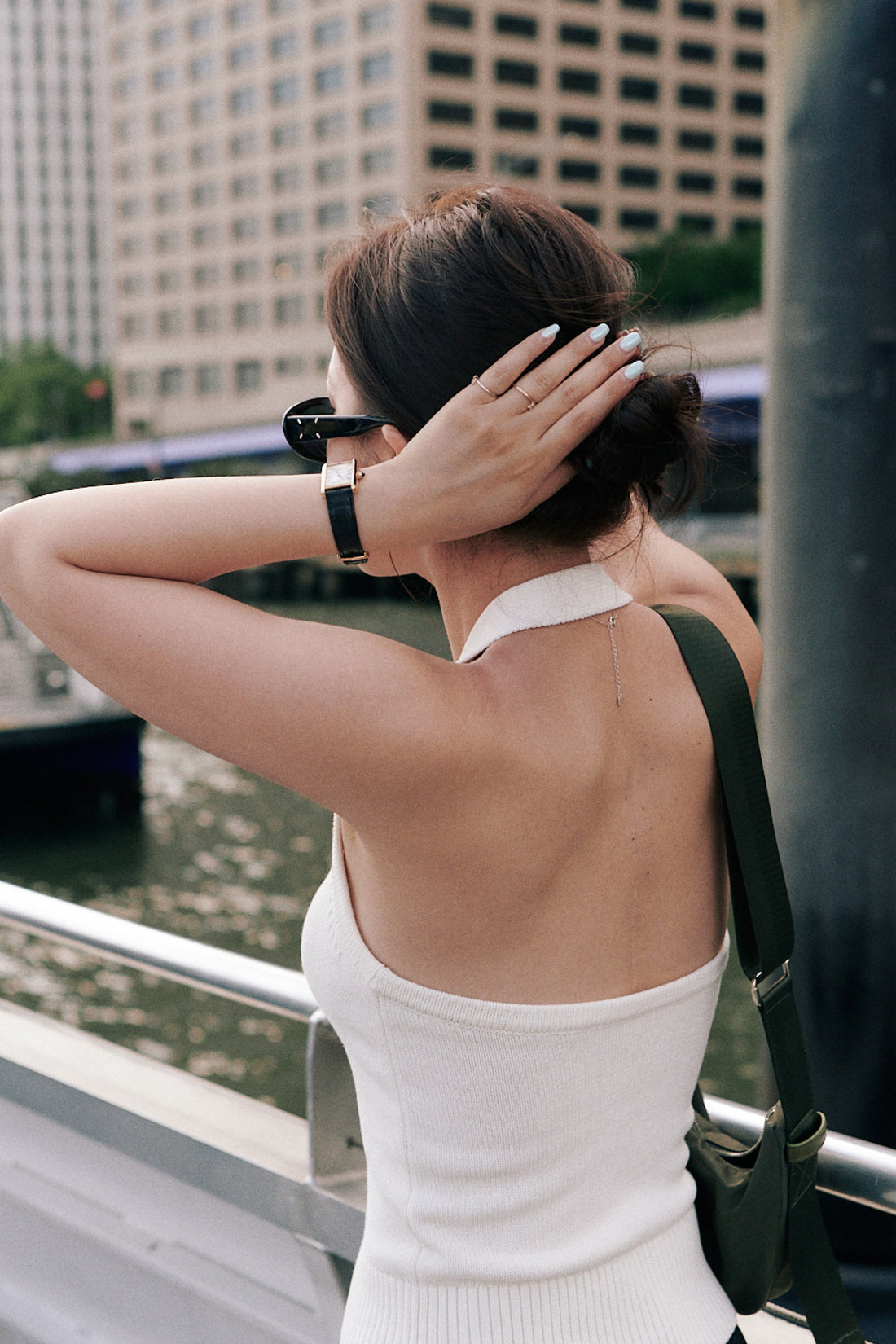 Jade Halter Knit Top + White