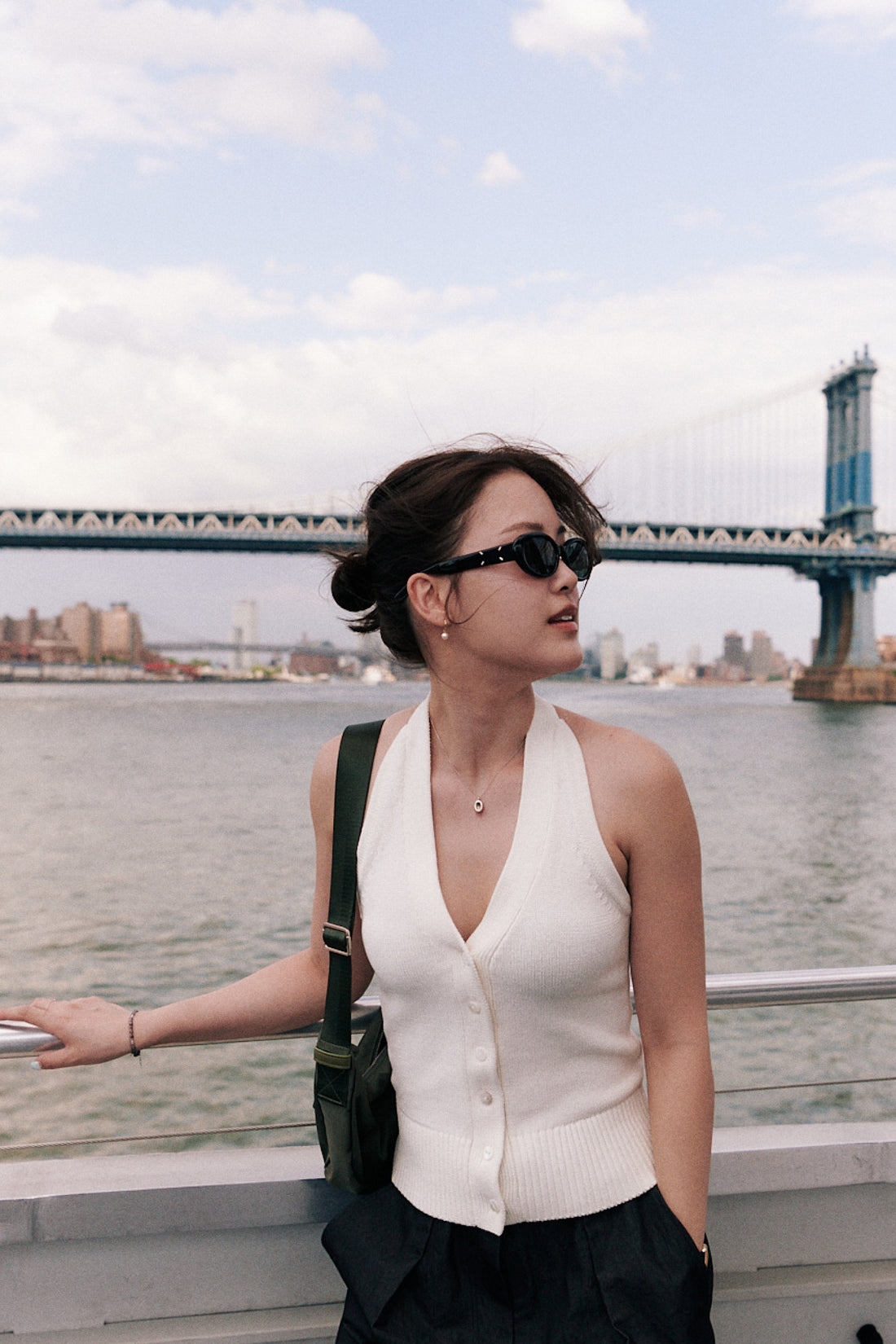 Jade Halter Knit Top + White