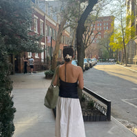 Satin Halter Top + Navy - Little Puffy