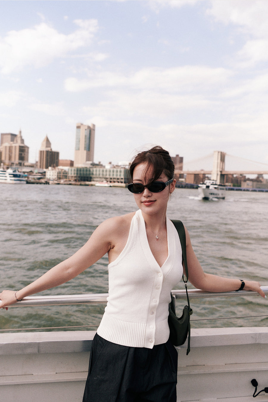 Jade Halter Knit Top + White