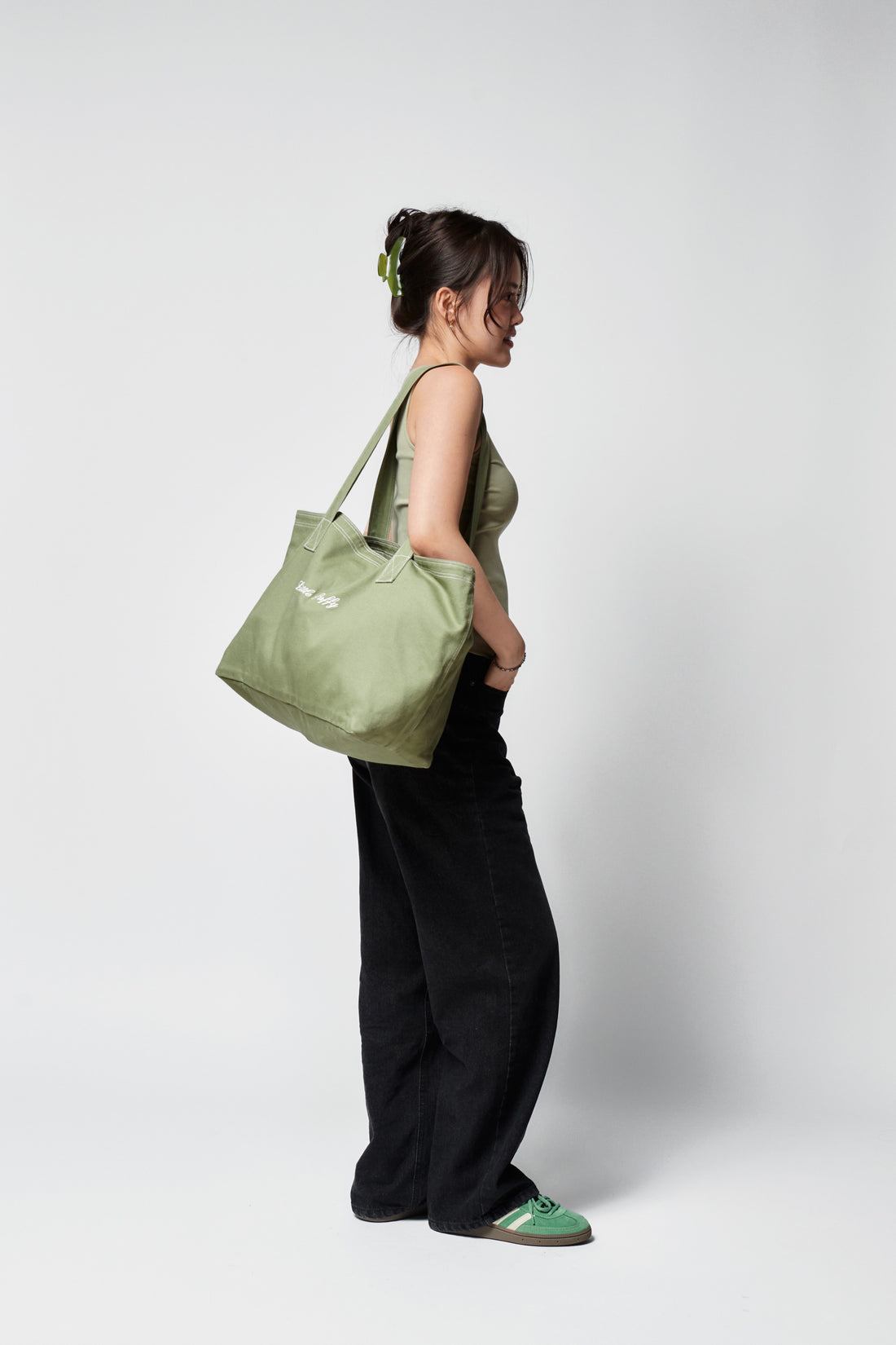 Canvas Tote + Light Green - Little Puffy