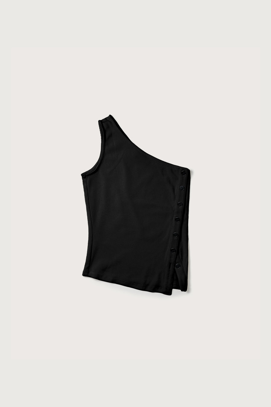 Kaia One Shoulder Tank + Black - Little Puffy